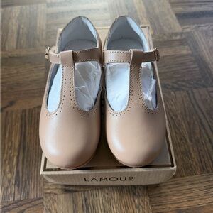 L'Amour “Latte” Kids T-Strap Dress Shoes